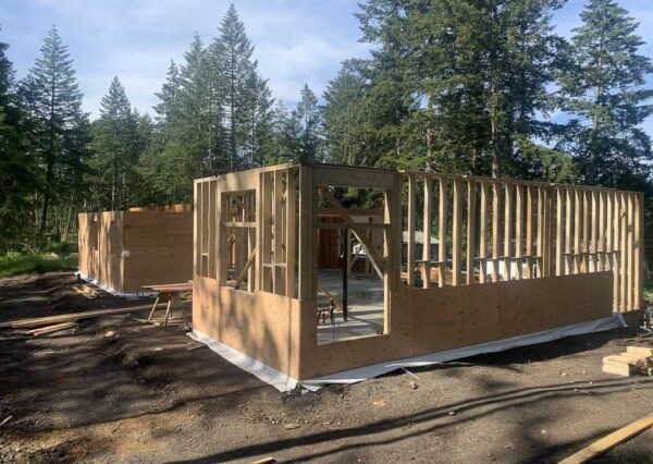 Framing progress under construction custom home