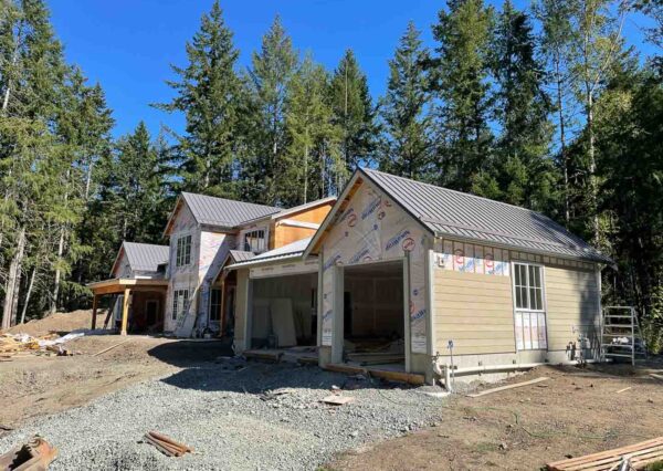 Under construction exterior siding progress