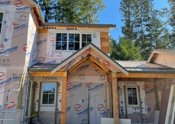 Custom home siding progress front exterior