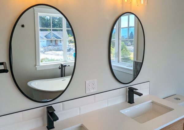 Ensuite double vanity with ocean view