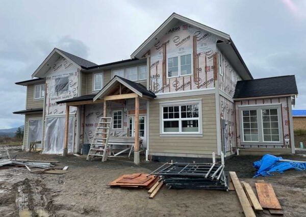 Front exterior hardie plank siding progress