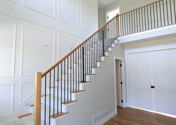 Custom stairwell in our Cowichan Bay Lighthouse home.