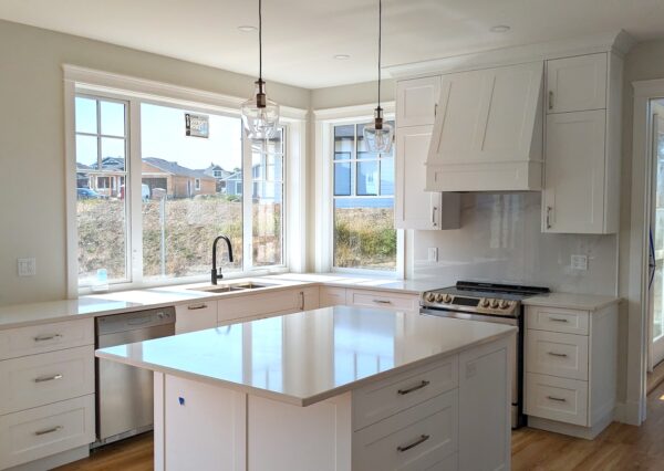 Custom home kitchen with lots of windows