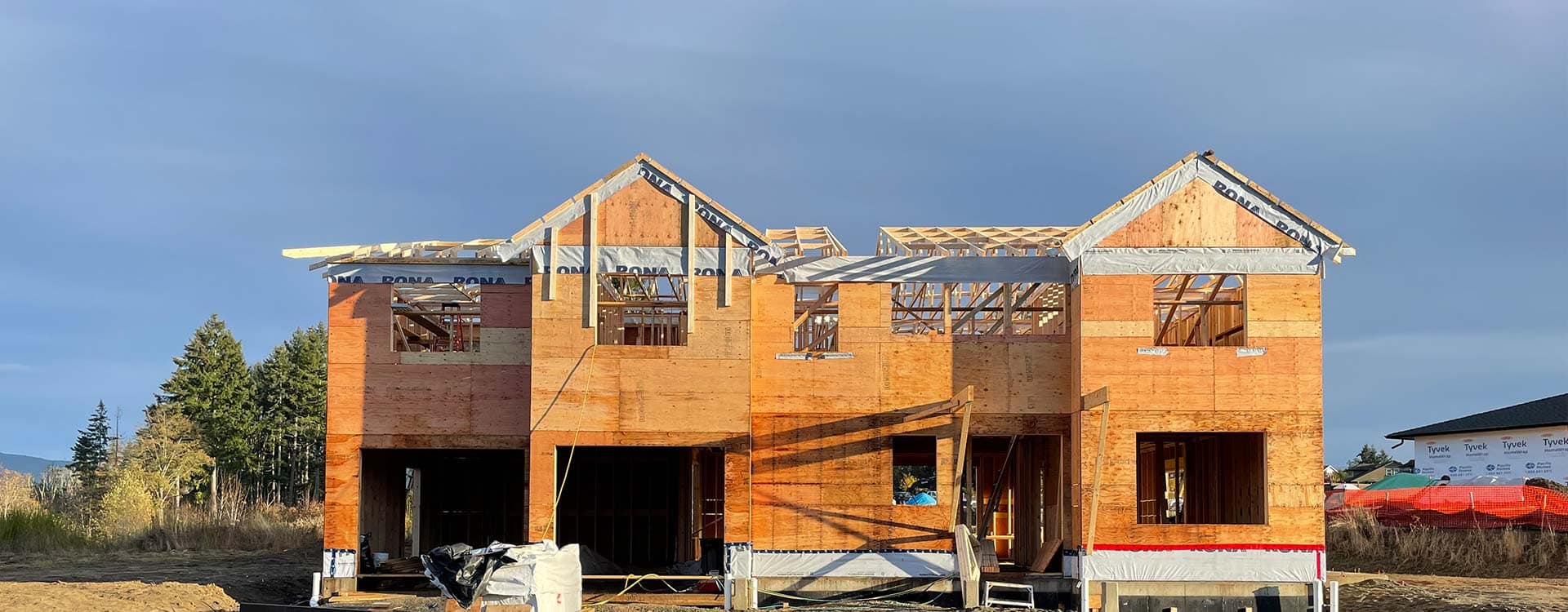 Framing progress custom home cowichan bay ocean view