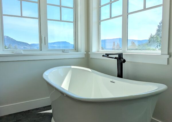 Great view from freestanding bathtub in ensuite