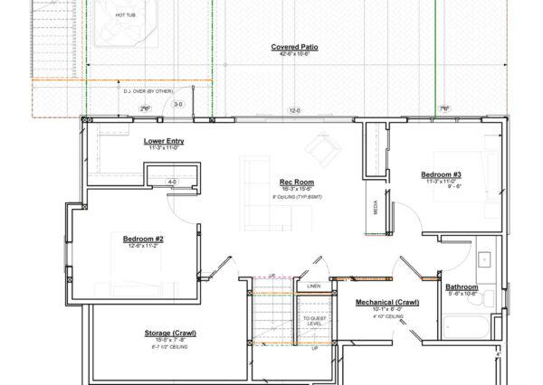 Lower level floor plan Shawnigan Gables