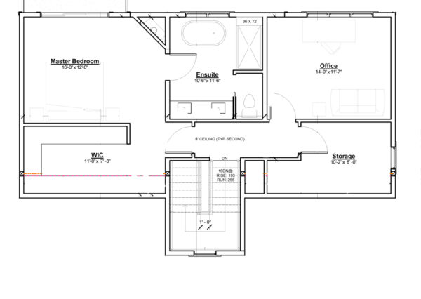 Upper level floor plan Shawnigan Gables