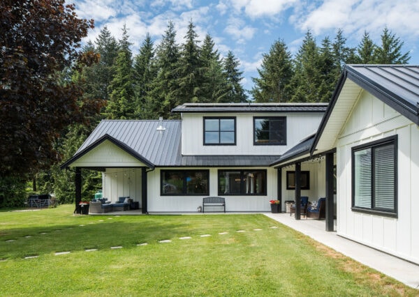 Rear Courtyard of Modern Family Farmhouse