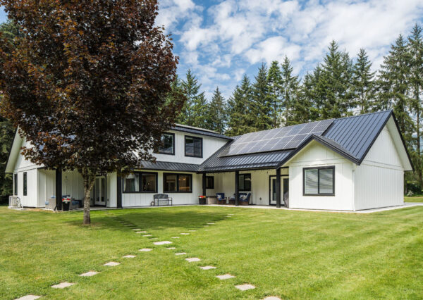 Rear Courtyard of White Modern Farmhouse