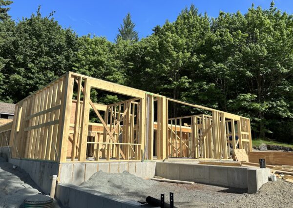 Lakeview Shawnigan home framing walls