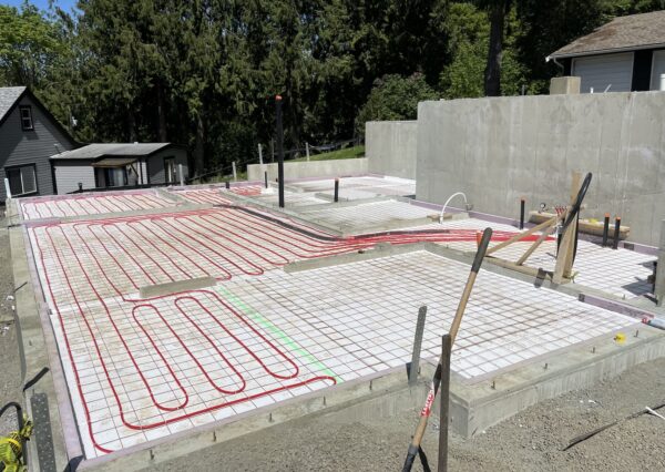 Plumbed in-slab heat for custom home on Shawnigan Lake