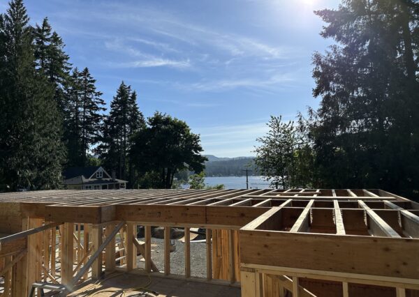 Framing main floor of lakeview Shawnigan Gables