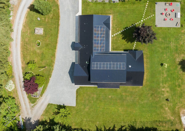 Drone Shot of Beautiful Home with Solar Panels