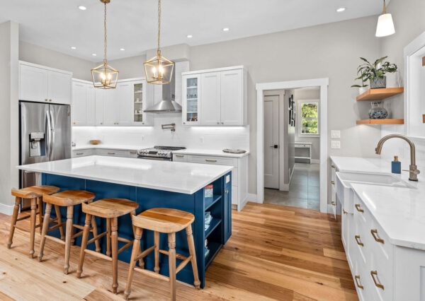 modern farmhouse kitchen with island