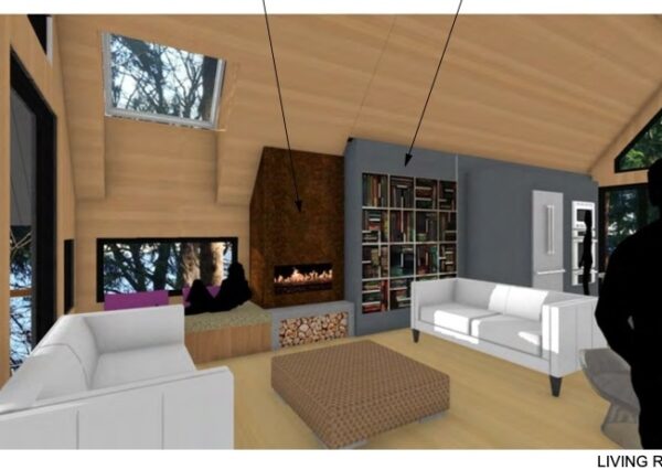 Hidden room behind custom built bookcase