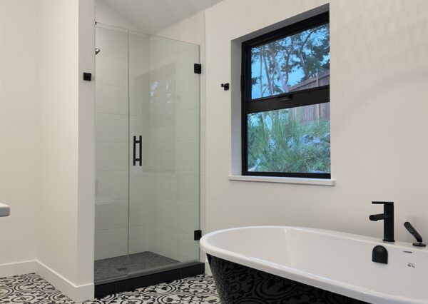 Bathroom tile in custom home in Shawnigan Lake