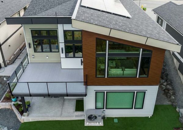 Solar panels on net zero home in the Cowichan Valley