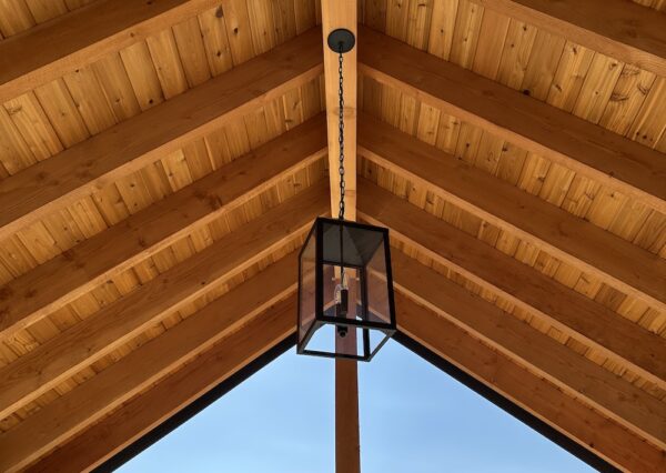 Timber frame outdoor living area in Shawnigan Lake