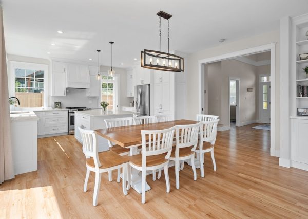 Dining room in custom built home on Vancouver Island