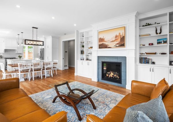 Custom millwork around a gas fireplace