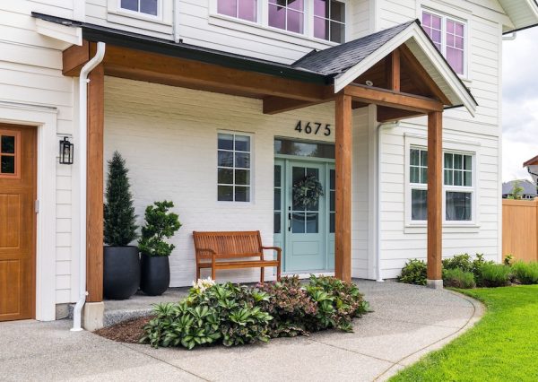 Porch on custom designed home in Cowichan Bay