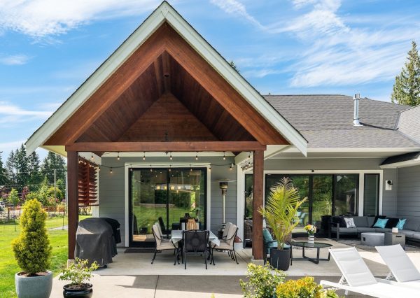 Covered outdoor dining area on Vancouver Island