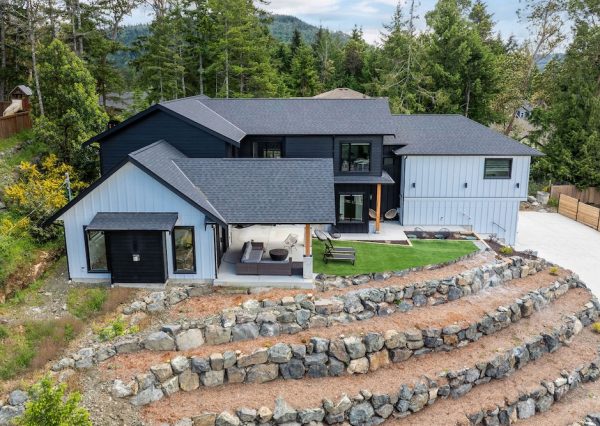 Shawnigan Lake custom home with board and batten siding