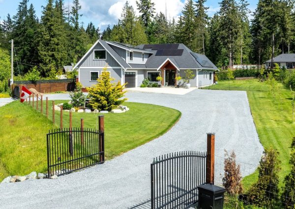 Gates to custom home on Vancouver Island