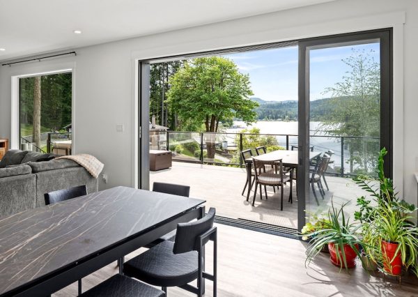 Sliding doors to lakeview deck