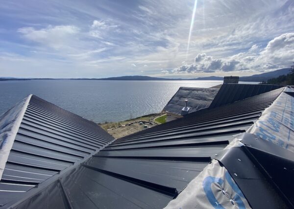 Black metal roof on custom home