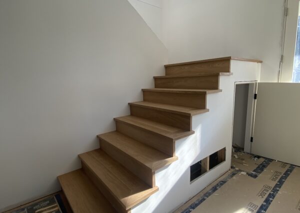 Custom staircase with wood tread