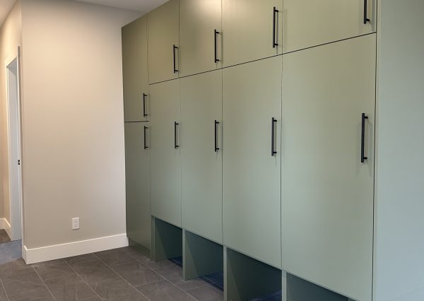 Functional farmhouse mudroom with built-in storage