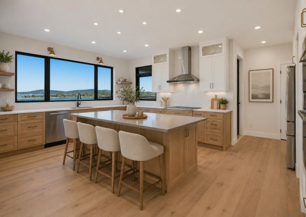 wood and white custom kitchen in chemainus