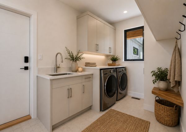 laundry and mudroom in custom home