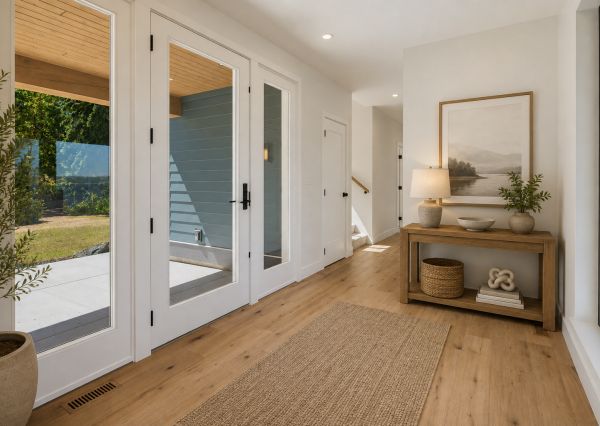bright and open front entrance in custom home