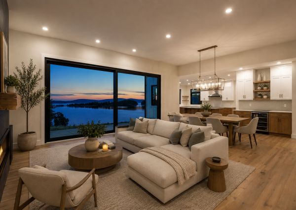 open plan custom home on oceanfront property