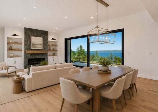 oceanfront home in chemainus with open concept living and dining